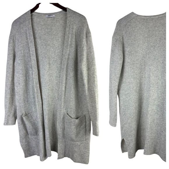 Madewell Kent Open Cardigan Sweater Sz Small Oversized Gray Wool Pockets Cozy - Picture 2 of 5